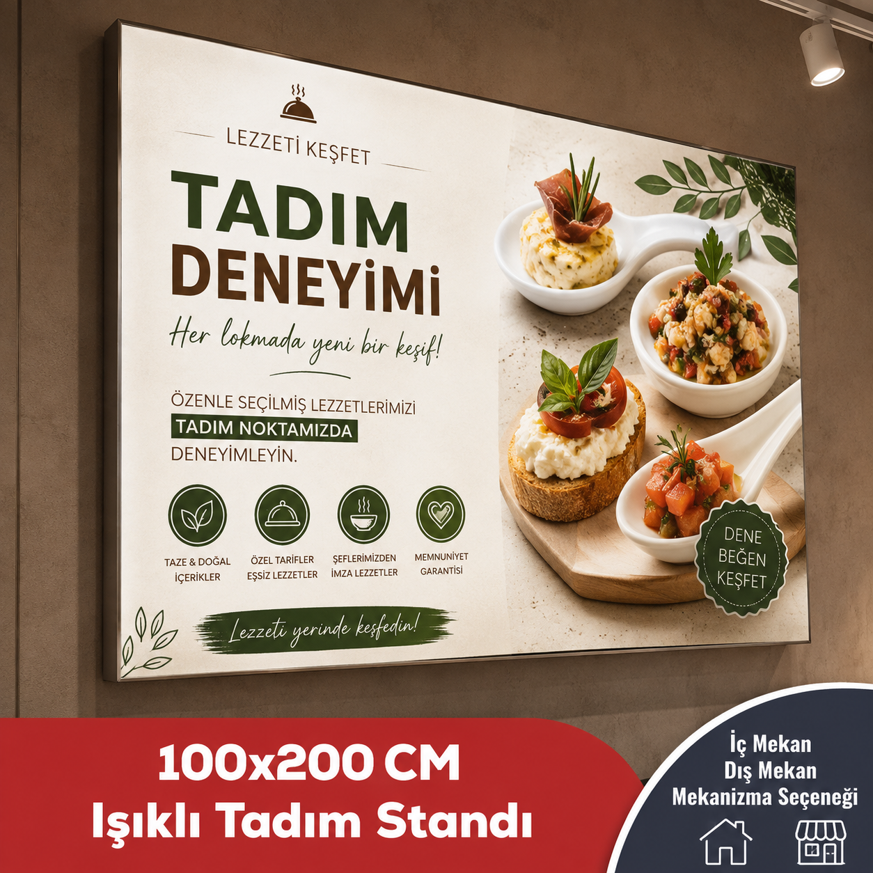 100x200 CM Işıklı Tadım Stand