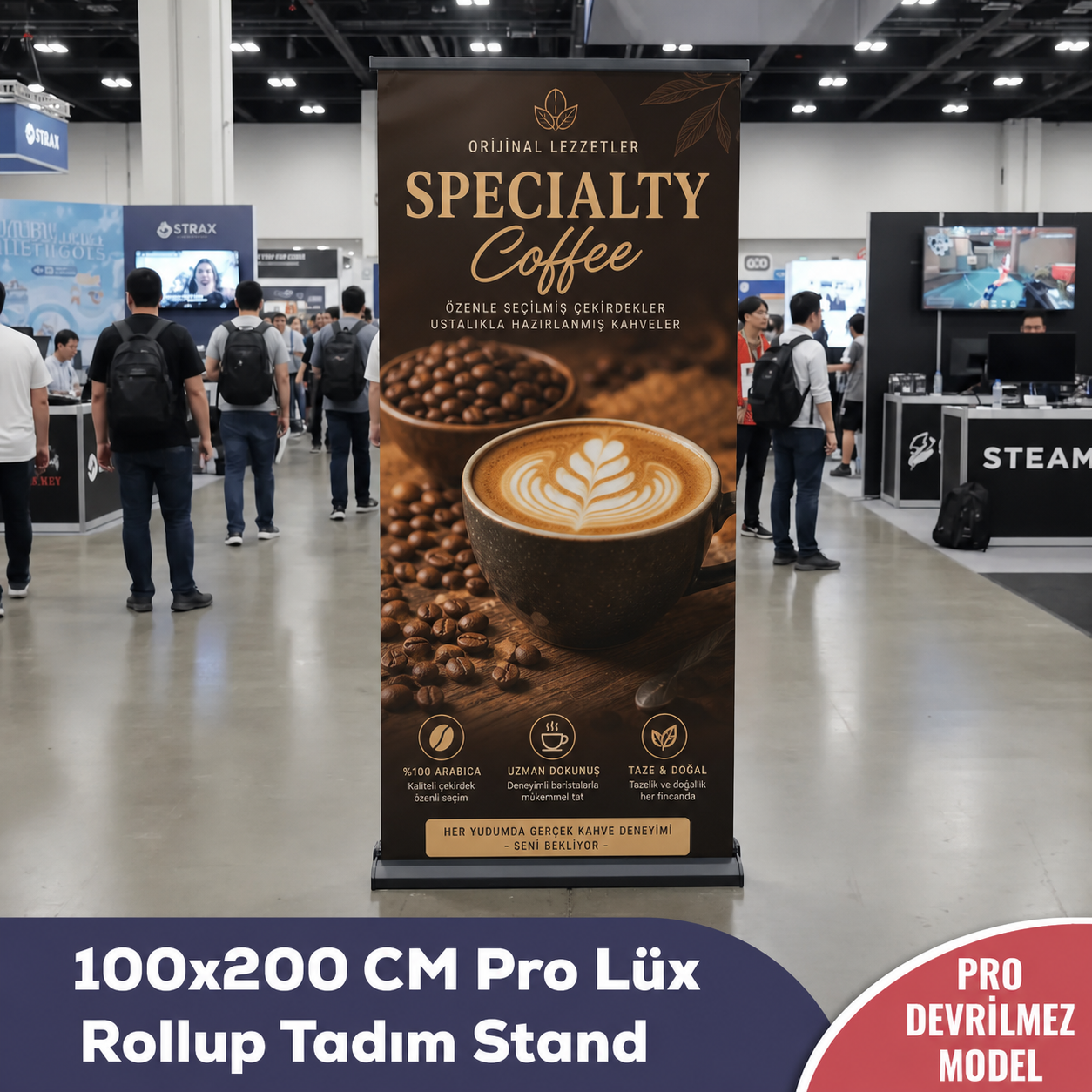 100x200 CM Pro Lüx Rollup Banner Tadım Stand