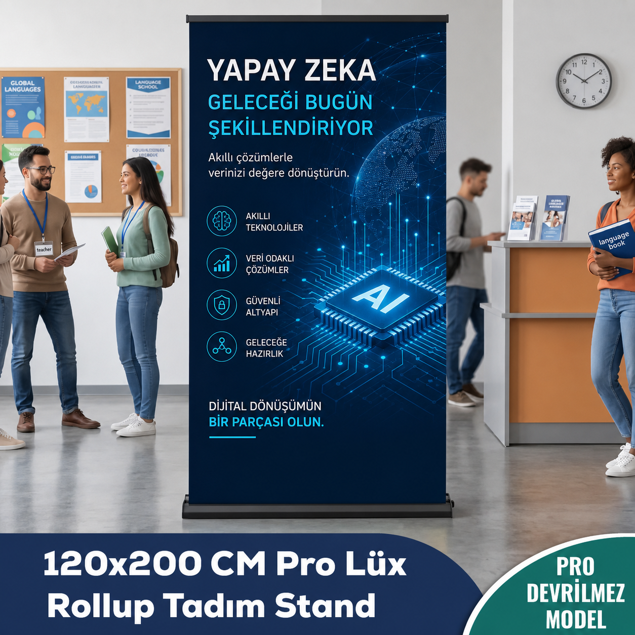 120x200 CM Pro Lüx Rollup Banner Tadım Stand