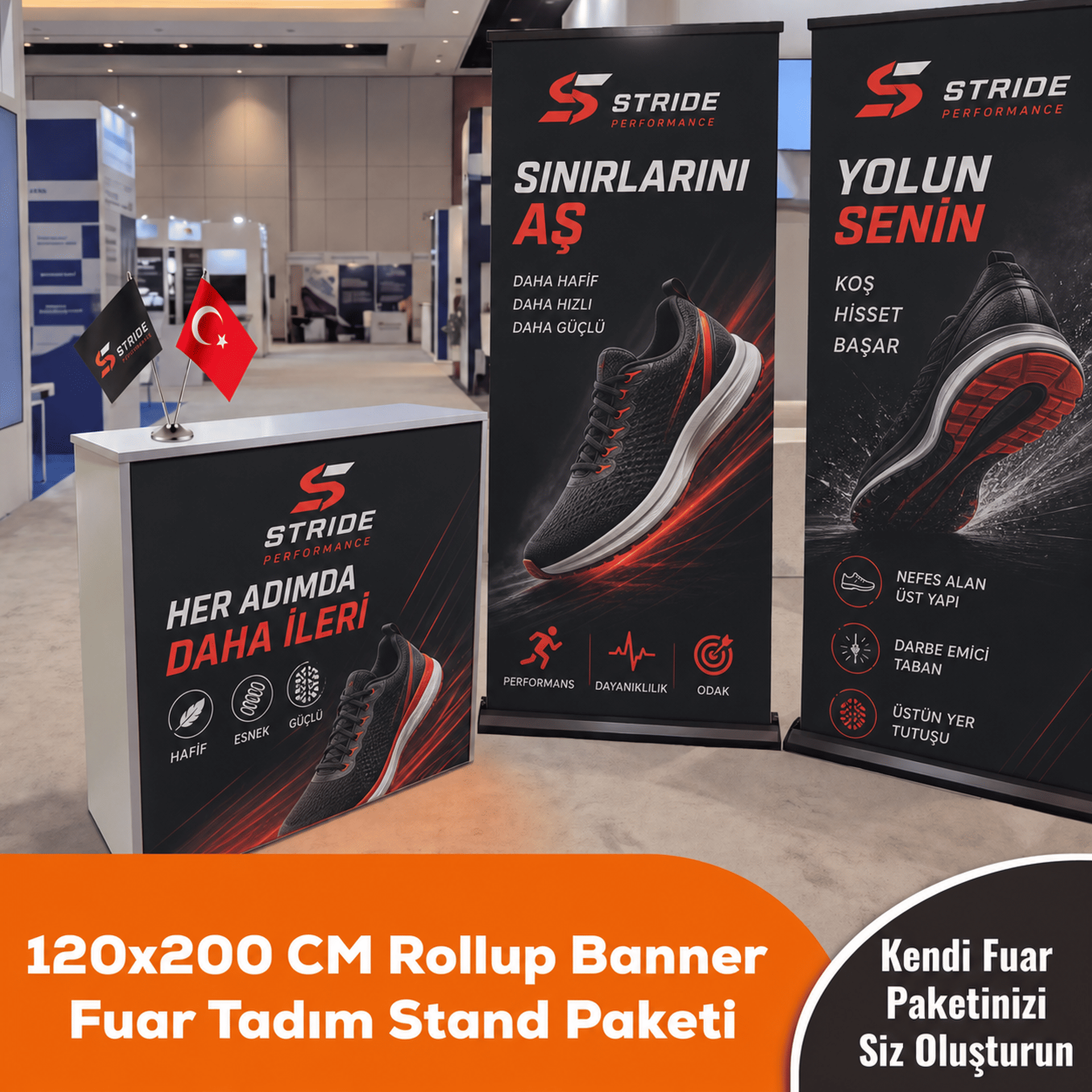 120x200 CM Rollup Banner Fuar Tadım Stand Paketi