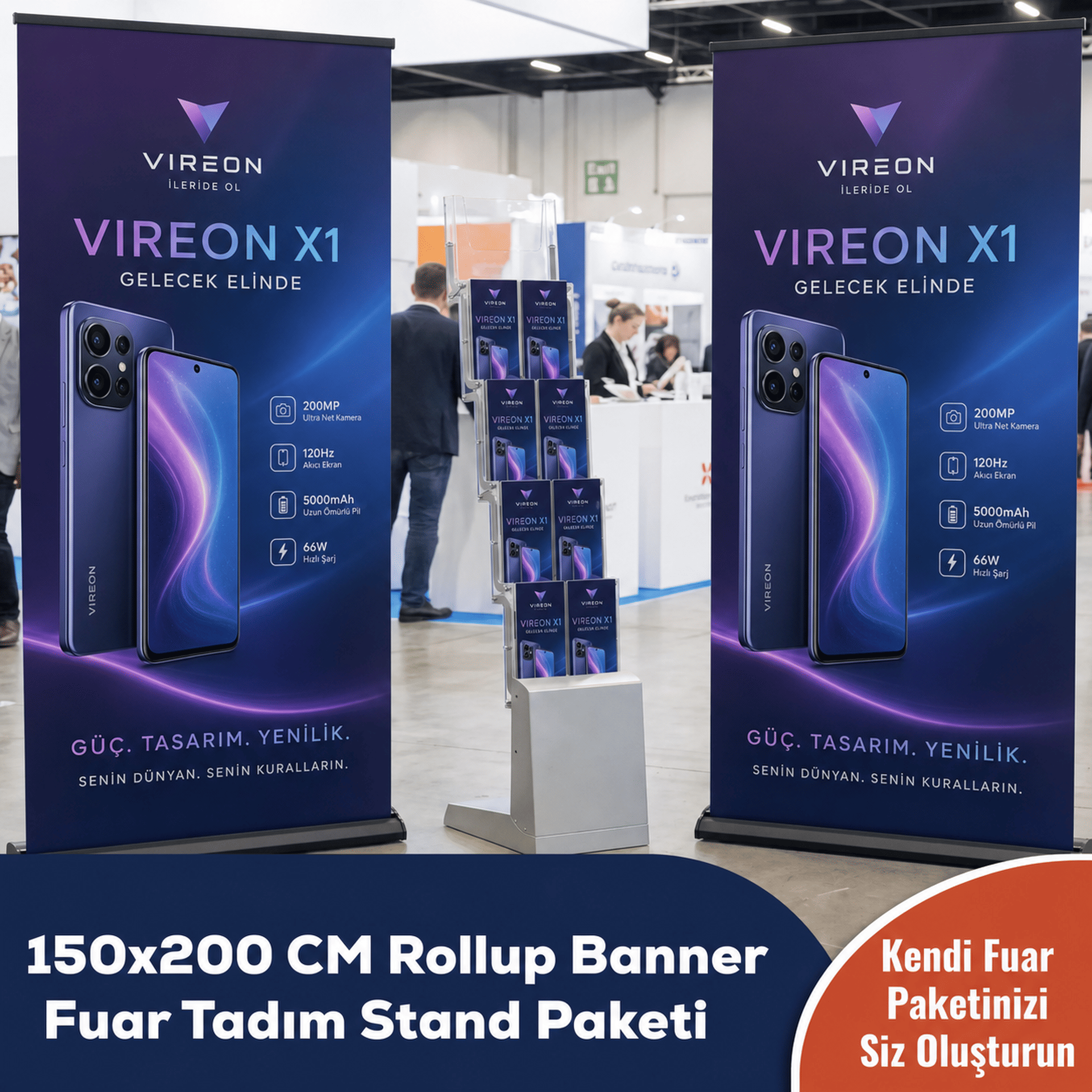 150x200 CM Rollup Banner Fuar Tadım Stand Paketi