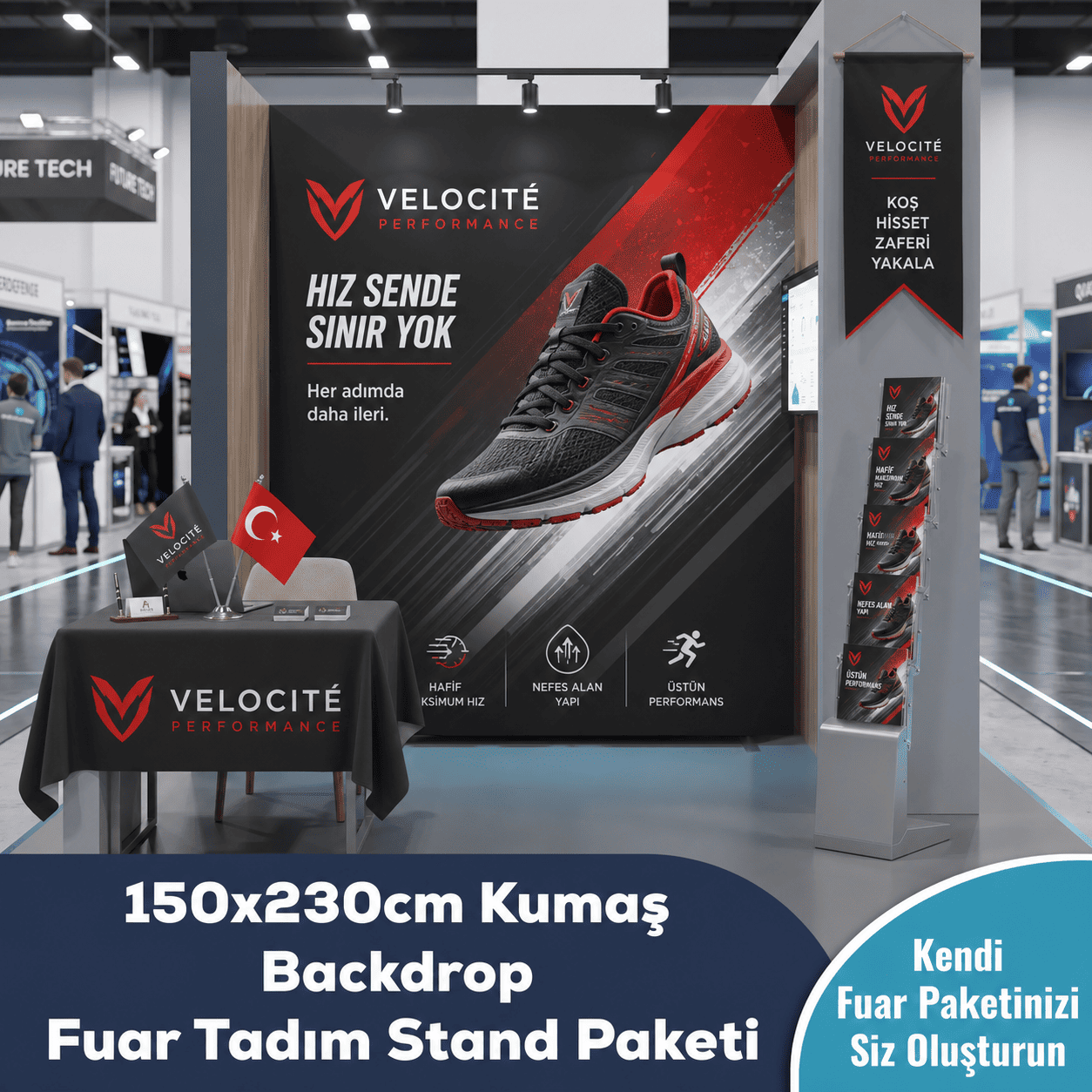150x230 CM Kumaş Backdrop Fuar Tadım Stand Paketi