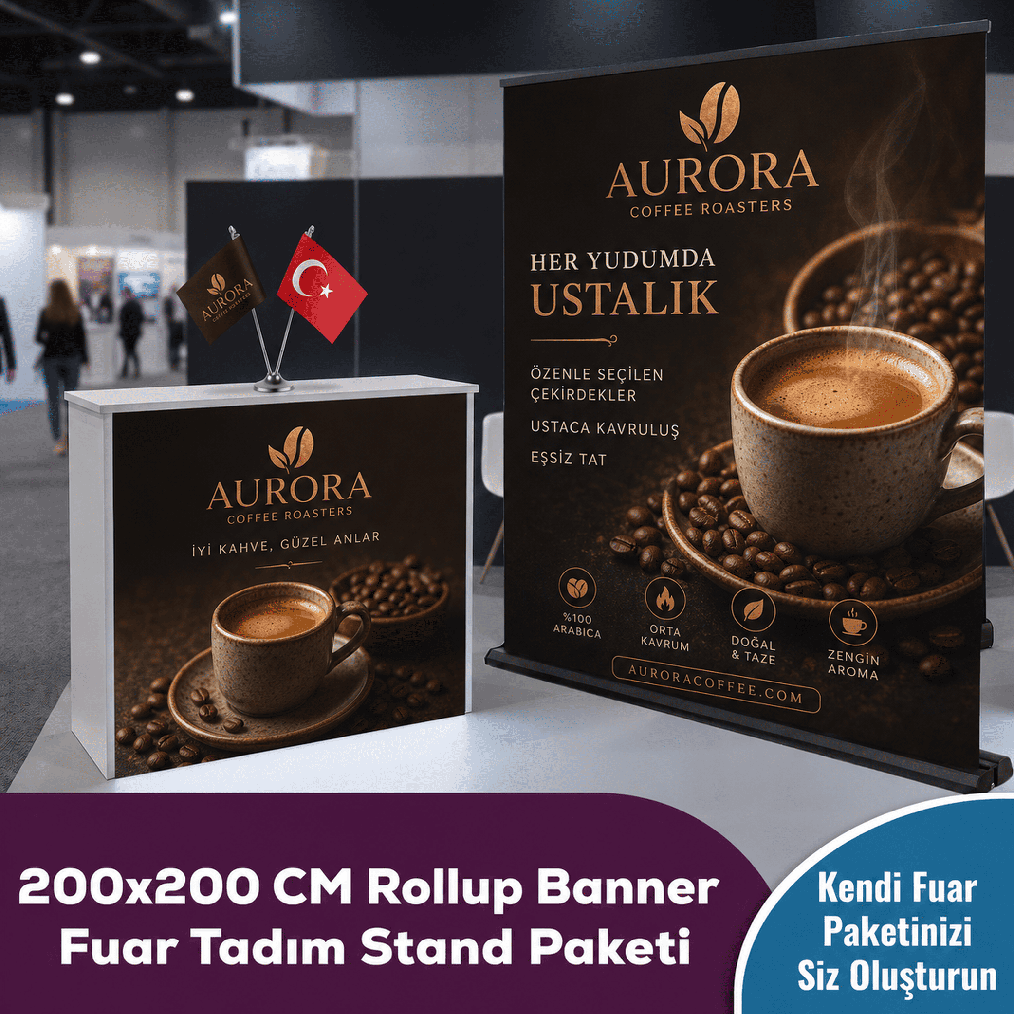 200x200 CM Rollup Banner Fuar Tadım Stand Paketi