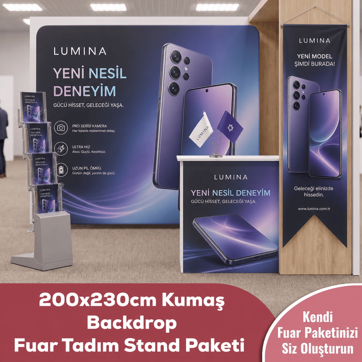 200x230 CM Kumaş Backdrop Fuar Tadım Stand Paketi