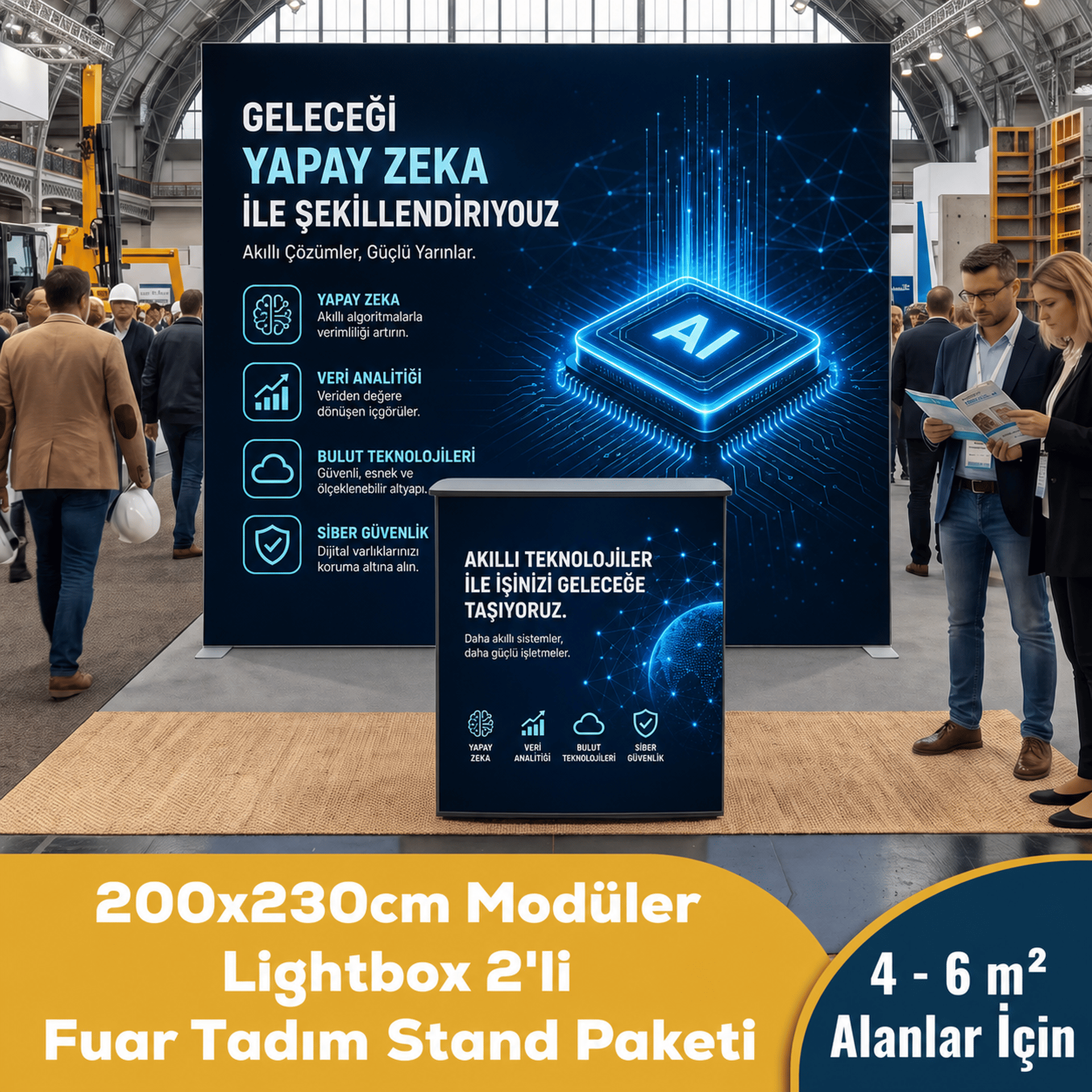 200x230 CM Modüler Lightbox 2'li Fuar Tadım Stand Paketi