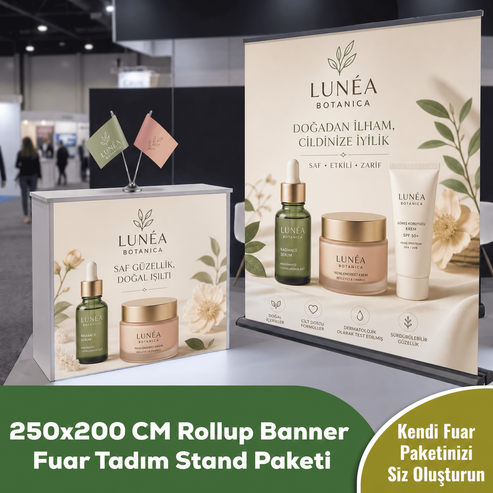 250x200 CM Rollup Banner Fuar Tadım Stand Paketi
