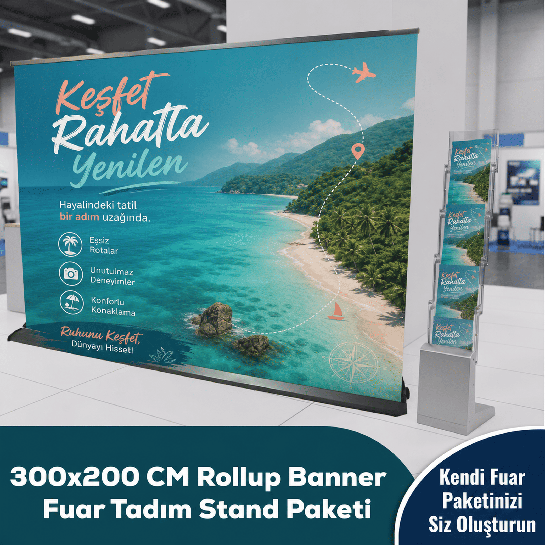 300x200 CM Rollup Banner Fuar Tadım Stand Paketi