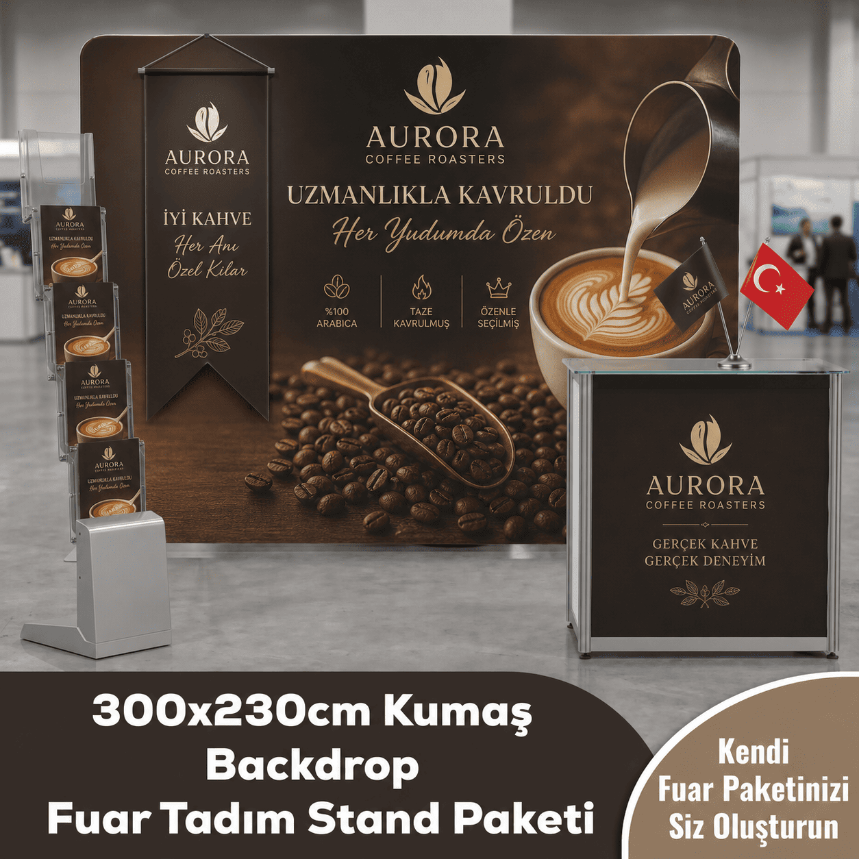 300x230 CM Kumaş Backdrop Fuar Tadım Stand Paketi
