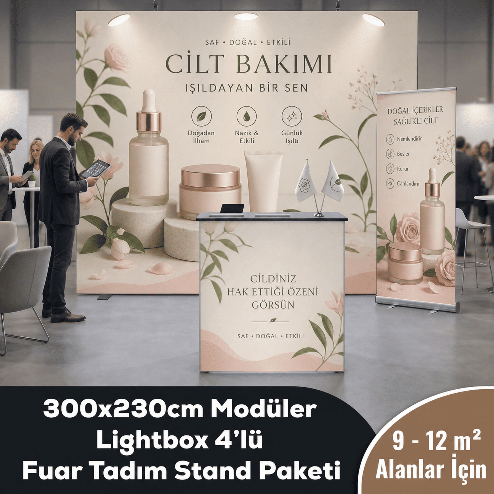 300x230 CM Modüler Lightbox 4'lü Fuar Tadım Stand Paketi
