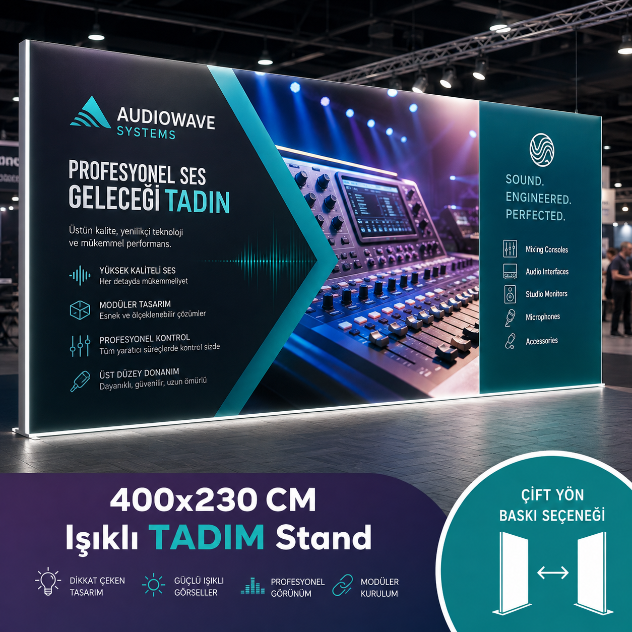 400x230 CM Işıklı Tadım Stand