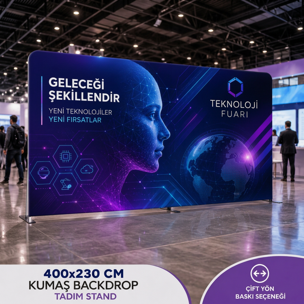 400x230 CM Kumaş Backdrop Tadım Stand