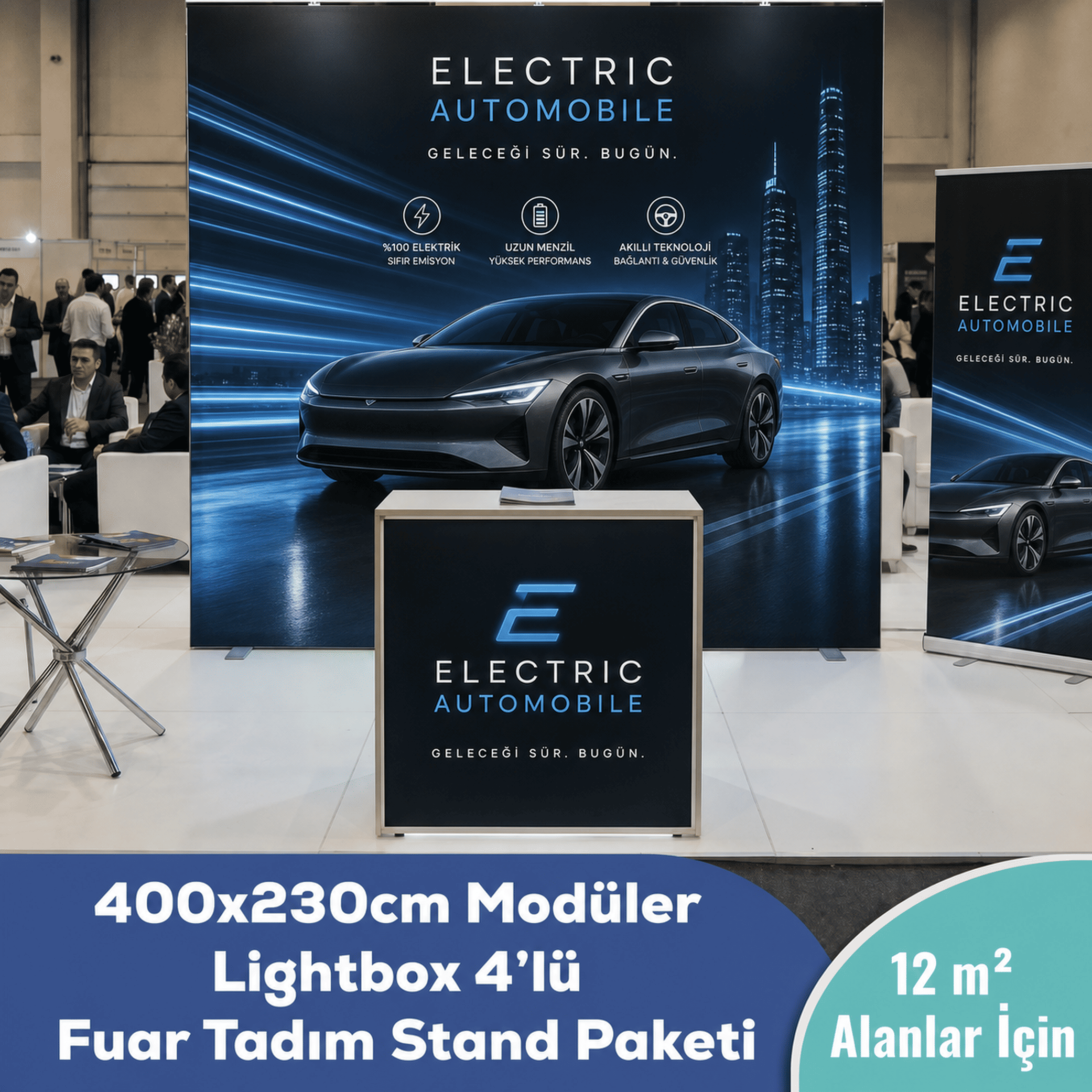 400x230 CM Modüler Lightbox 4'lü Fuar Tadım Stand Paketi