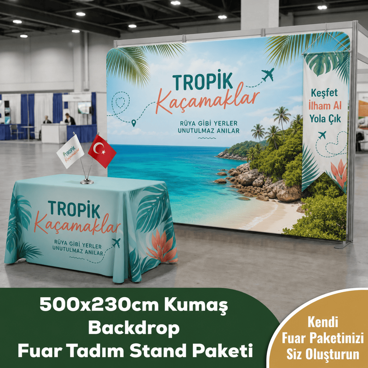500x230 CM Kumaş Backdrop Fuar Tadım Stand Paketi