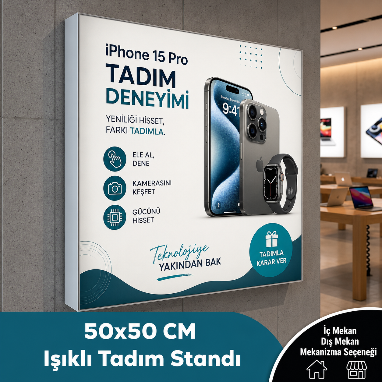 50x50 CM Işıklı Tadım Stand