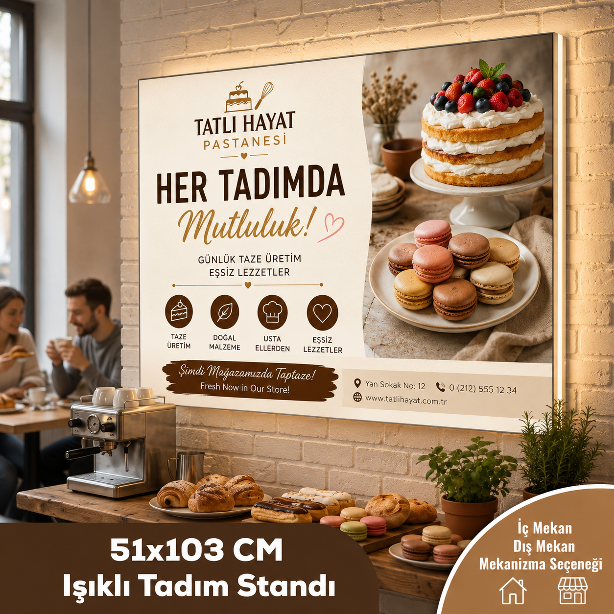 51x103 CM Işıklı Tadım Stand