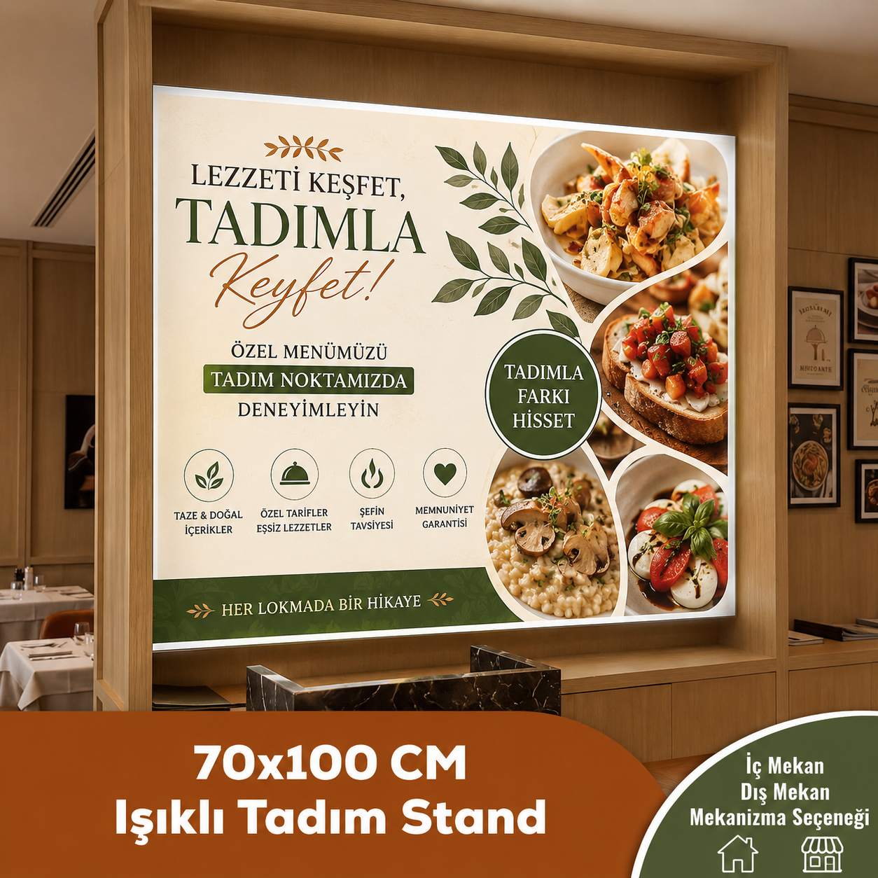70x100 CM Işıklı Tadım Stand
