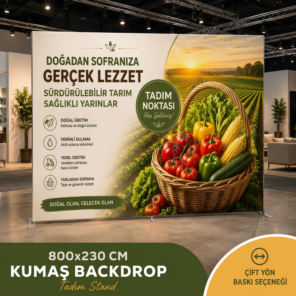 800x230 CM Kumaş Backdrop Tadım Stand