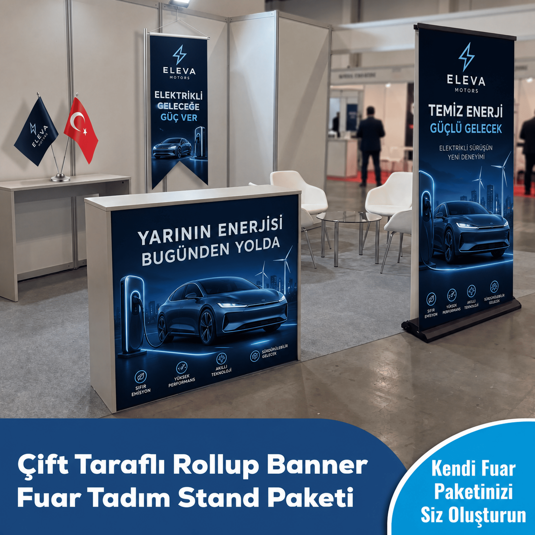 Çift Taraflı Rollup Banner Fuar Tadım Stand Paketi